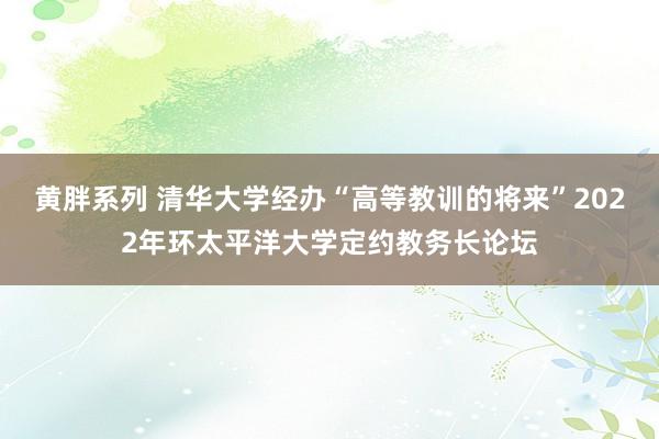 黄胖系列 清华大学经办“高等教训的将来”2022年环太平洋大学定约教务长论坛